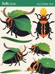 Ox Beetle Larva Clip Art - A young ox beetle larva,  color vector clipart, minimal style