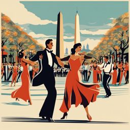 Buenos Aires clipart - Obelisco and Tango dancers in Argentina,  color vector clipart