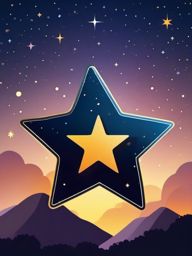 Star Sticker - Shining star in the night sky, ,vector color sticker art,minimal