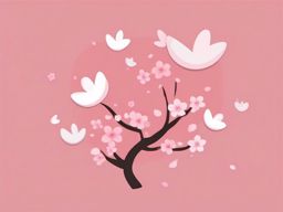 Cherry Blossom Petals Falling Emoji Sticker - Gentle petals drifting in the breeze, , sticker vector art, minimalist design