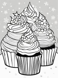 Cupcake Coloring Pages - Holiday-themed cupcakes (like Christmas or Halloween)  simple coloring pages