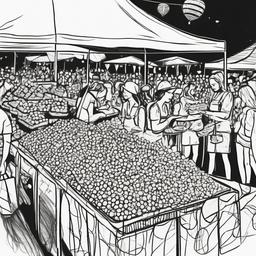 drawing of candy at a festival  minimal rough sketch scribbles,doodles,black and white