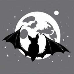 bat clipart transparent background - soaring in the moonlight. 