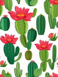 Plant clipart - cartoon cactus with a flower on top  color,minimalist,vector clipart