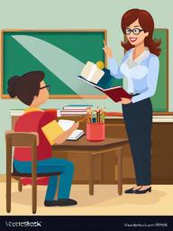 Teacher Teaching clipart - teacher giving a lesson with books  