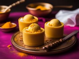 kulfi, indian saffron ice cream, devoured at a vibrant holi festival. 