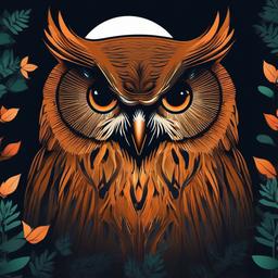 Eyes clipart - owl eyes glowing in the dark forest  color,minimalist,vector clipart