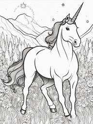 Unicorn Parade Coloring Pages - Gathering of Unicorns Celebrating Together  minimal black outline printable sheet, coloring page