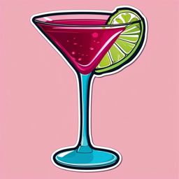 Cosmopolitan Chic sticker- Vodka, triple sec, cranberry juice, and a splash of lime, served in a stylish martini glass., , color sticker vector art