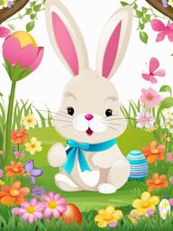 Easter Bunny clipart - Easter Bunny in a spring garden  