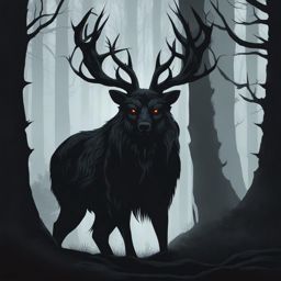 creepy forest guardian - illustrate a menacing guardian spirit lurking in a dark and sinister forest. 