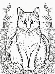 Black Cat Coloring Pages - Mysterious Cat with Enigmatic Aura  minimal black outline printable sheet, coloring page