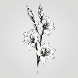 Gladiolus Tattoo - Tattoo featuring the gladiolus flower, symbolizing strength and integrity.  simple color tattoo,minimalist,white background