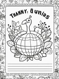 Thanksgiving Quotes Coloring Pages - Inspirational Messages of Thanks  minimal black outline printable sheet, coloring page