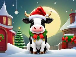 Cute Christmas Cow Wallpaper  