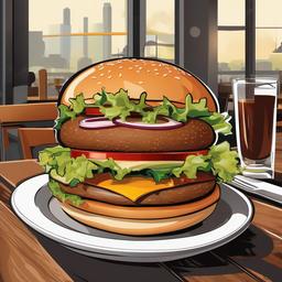 Burger clipart - burger in a casual dining atmosphere  