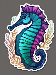 Seahorse Sticker - A delicate seahorse in vibrant underwater colors. ,vector color sticker art,minimal