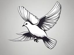 Dove Symbol Tattoo-Symbolic and elegant tattoo featuring a dove, representing peace, love, and freedom.  simple color tattoo,white background
