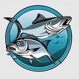 Bluefish Clipart - Bluefish in pursuit of smaller fish , minimal, 2d