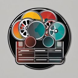 Film Reel Sticker - Retro film reel design, ,vector color sticker art,minimal