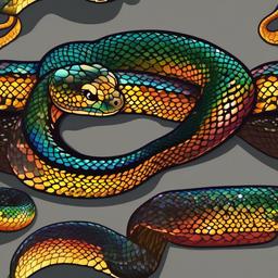 Brazilian Rainbow Boa cartoon - snake with iridescent scales  cartoon sticker style