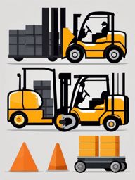 Forklift Clipart - A forklift raising a heavy load.  color vector clipart, minimal style