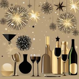 New Year clipart - festive New Year’s Eve gathering  