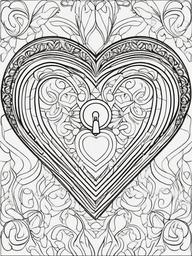 Heart Lock Coloring Pages - A Beautiful Lock Shaped Like a Heart  minimal black outline printable sheet, coloring page