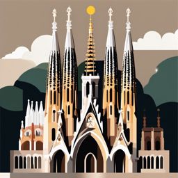 Sagrada Família clipart - Basilica in Barcelona, Spain, ,color clipart vector style