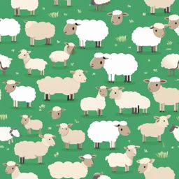 Sheep Family clipart - Sheep family in the pasture, ,vector color clipart,minimal