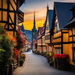 wernigerode's colorful charm - paint the colorful charm of wernigerode's streets, showcasing its timbered houses and historic appeal. 