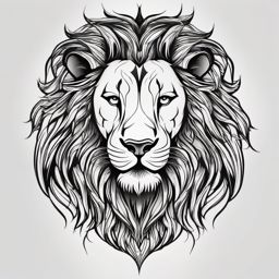 Lion head tattoo, Artistic tattoos that focus on the majestic and powerful lion's head. , color tattoo designs, white clean background