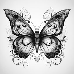 Butterfly and tattoo,Combining two elements to create a unique tattoo. tattoo design, white background