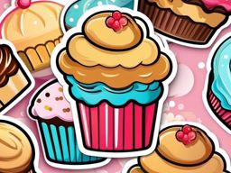 Kawaii Cupcake sticker- Adorable Bakery Delight, , color sticker vector art