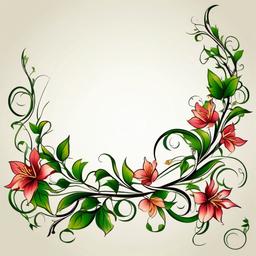 long vine tattoo  simple vector color tattoo