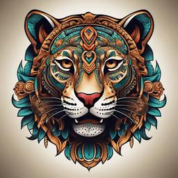 jaguar tattoo aztec  simple vector color tattoo