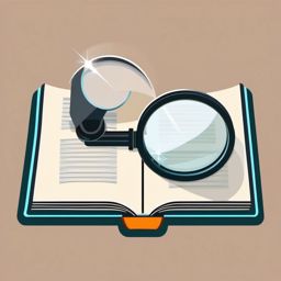 Book and Magnifying Glass Sticker - Open book with a magnifying glass, ,vector color sticker art,minimal