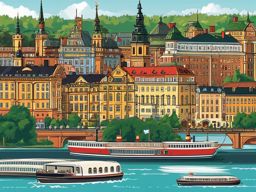 Stockholm clipart - Stockholm Palace and city islands,  color vector clipart