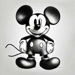 pencil drawing of mickey mouse  minimal rough sketch scribbles,doodles,black and white