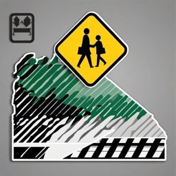 Pedestrian Crossing Sign Sticker - Urban safety, ,vector color sticker art,minimal