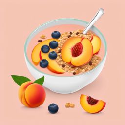 Peach Smoothie Bowl Clipart - A smoothie bowl with peaches and granola topping.  color vector clipart, minimal style