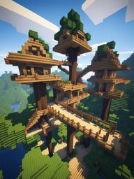 tree canopy village with treetop walkways - minecraft house design ideas minecraft block style