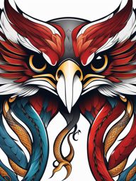 Eagle snake tattoo, Tattoos featuring both eagles and snakes, often symbolizing power and freedom. colors, tattoo patterns, clean white background