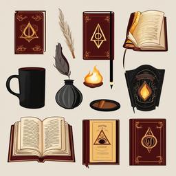 Harry Potter clipart - spellbook with magical symbols  color,minimalist,vector clipart