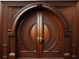 door clipart - a grandiose wooden door, carved with intricate patterns, a portal to mystery 