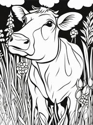 Cow Coloring Pages - Cow with a paintbrush creating art  simple coloring pages