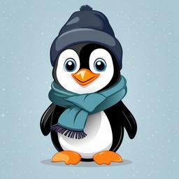 Penguin clipart - cartoon penguin with a scarf  