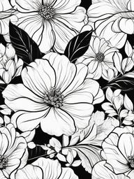 Floral Spring Blooms - Flowers that signal the arrival of spring.  outling,coloring pages,black and white