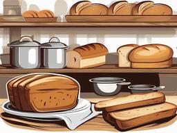 Bread clipart - Bread in a vintage kitchen setting.  vector style illustration, white background