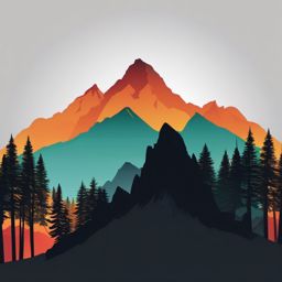Mountain Sticker - Majestic mountain silhouette, ,vector color sticker art,minimal